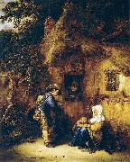 OSTADE, Isaack van Traveller at a Cottage Door oil